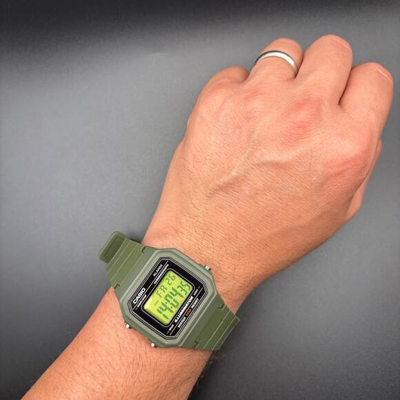 Casio W-217H Mod Green Gel Filter Green Case and Silicone Strap 50m Digital NIB - Picture 12 of 17